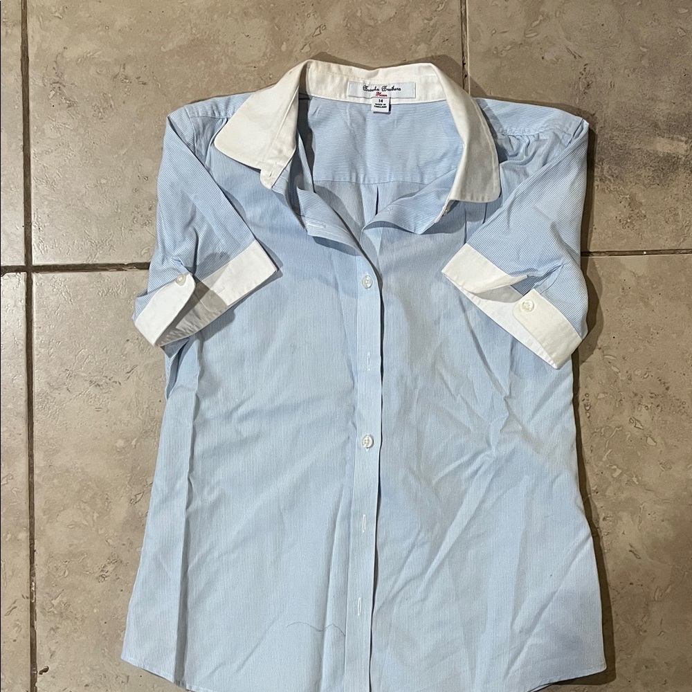 Brooks Brothers Light Blue and White Kids Shirt